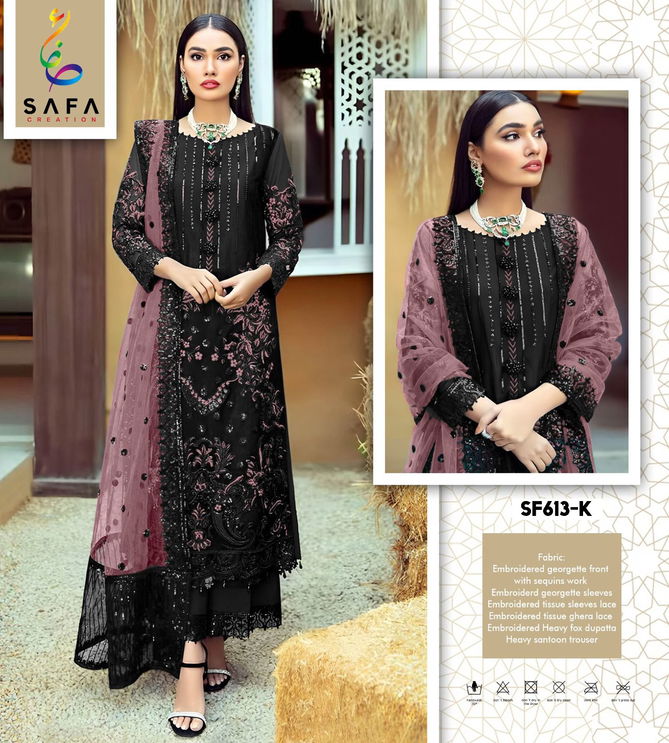 SF PK 613 By Safa Embroidery Georgette Pakistani Suits Wholesale Price In Surat